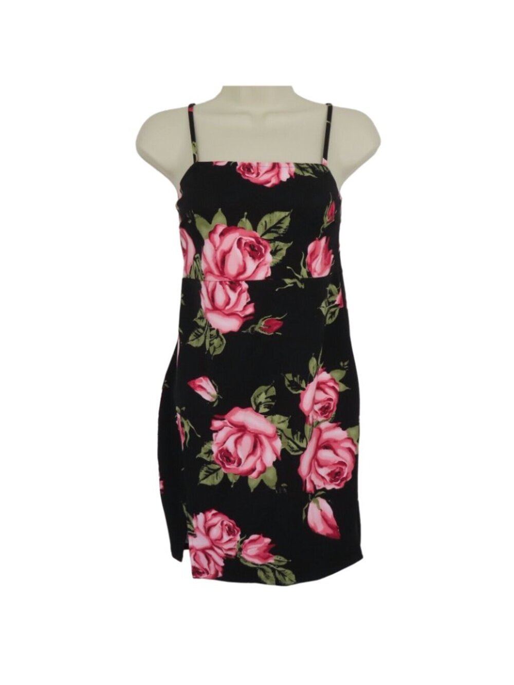 GUESS Womens Small BIANKA Slit Dress Pink Rose Flower Floral Spaghetti Strap NEW - Picture 12 of 13